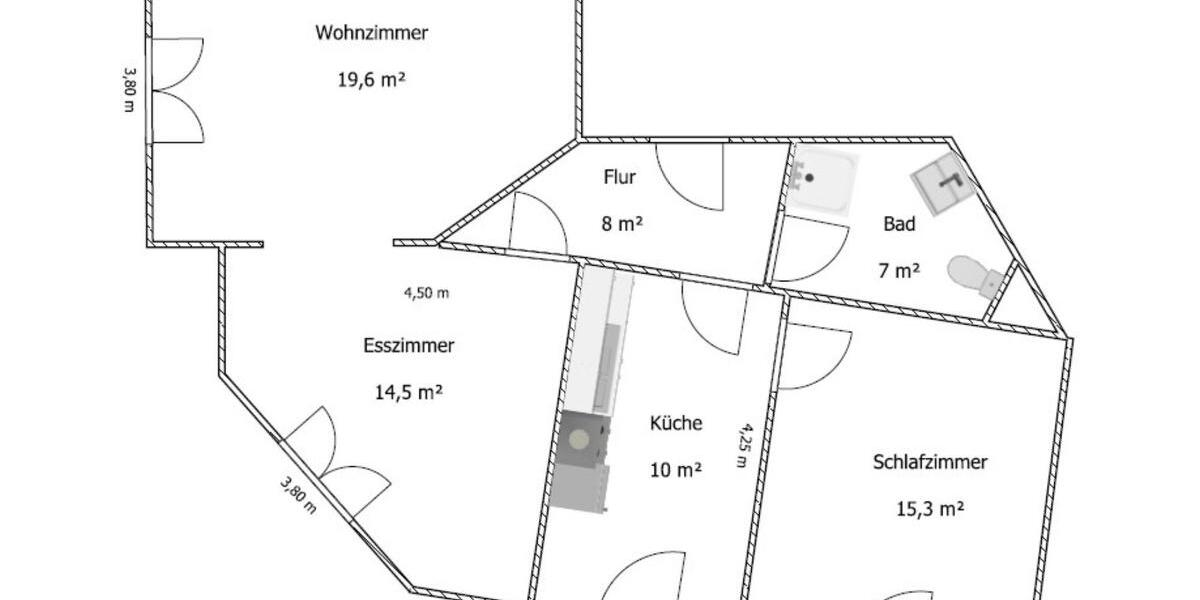 Etagenwohnung Waldheim - 2 Zimmer, 74 m&sup2;, 387&euro; | Angebot:25447486