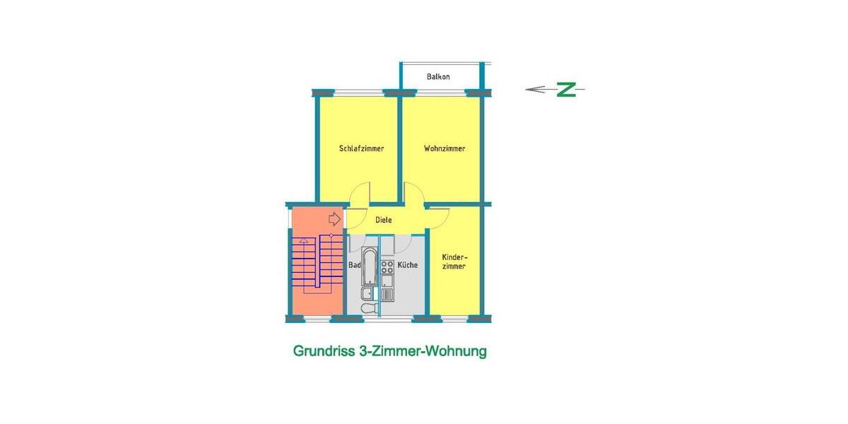 Etagenwohnung Hohenmölsen - 3 Zimmer, 60 m&sup2;, 280&euro; | Angebot:25991449
