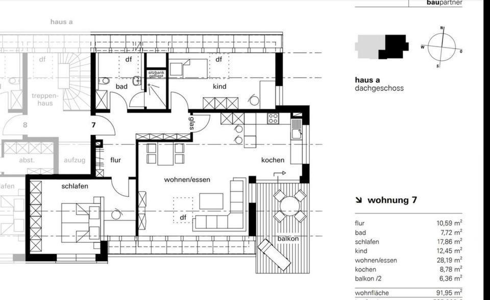 Moderne Dachgeschosswohnung mit Küche: Erstbezug 3 zimmer