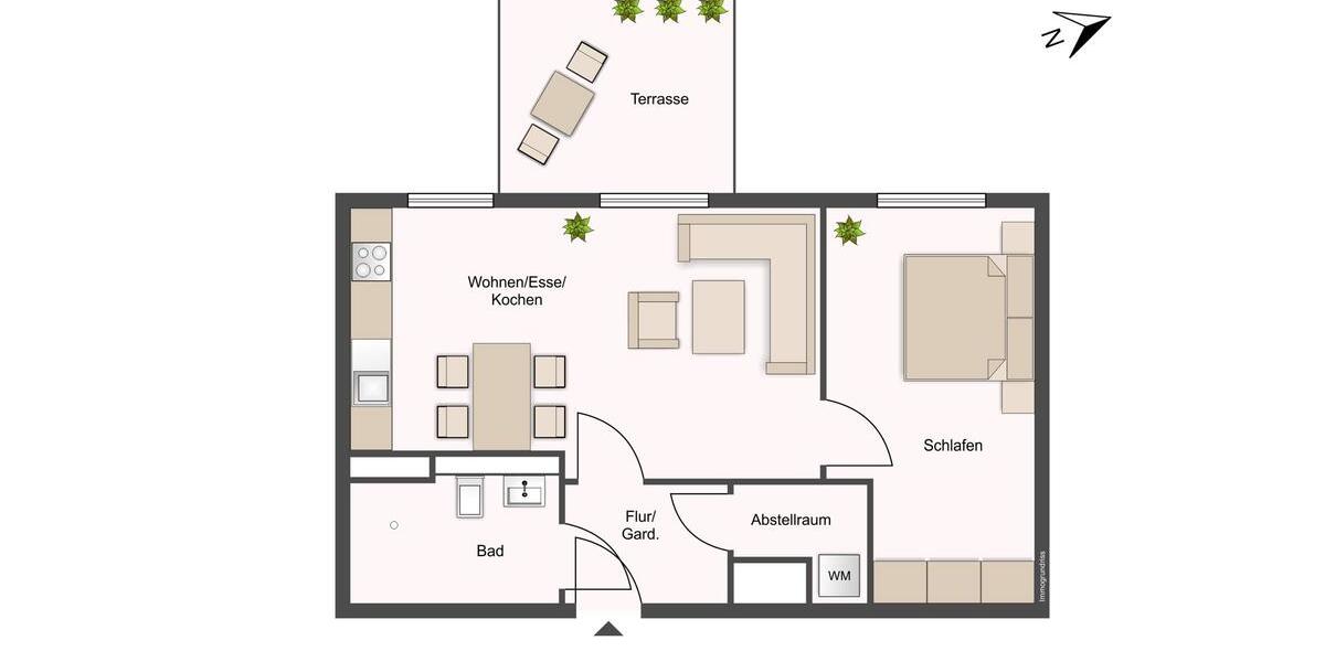 Erdgeschoßwohnung Geesthacht - 2 Zimmer, 58 m&sup2;, 755&euro; | Angebot:26618428