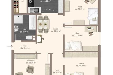 Erdgeschosswohnung mit Garten 4 zimmer