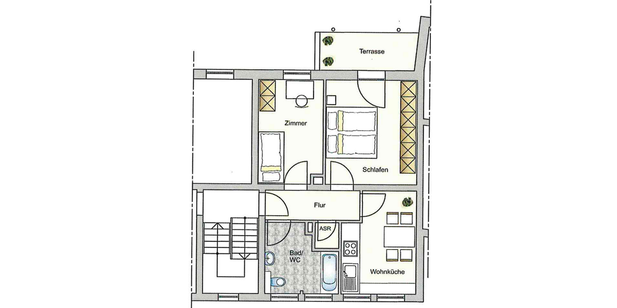 Etagenwohnung Sankt Georgen im Schwarzwald Winterberg - 3 Zimmer, 52 m&sup2;, 450&euro; | Angebot:26189662