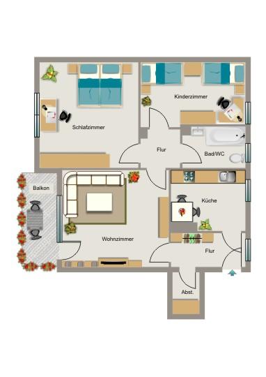 Demnächst frei! 3-Zimmer-Wohnung in Marl Hüls zimmer