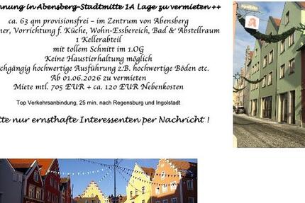 Wohnung Abensberg - 1 Zimmer, 63 m&sup2;, 705&euro; | Angebot:26152291