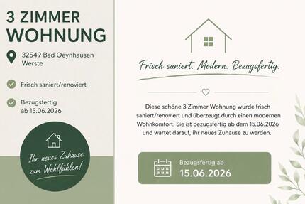 Wohnung Löhne - 3 Zimmer, 74 m&sup2;, 850&euro; | Angebot:26615608