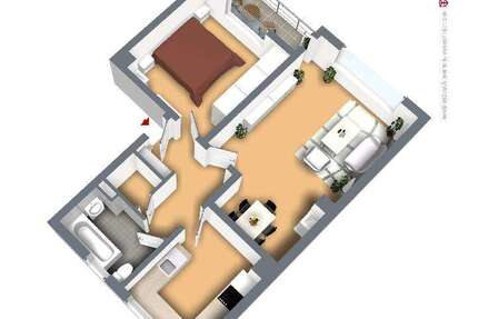 Wohnung Remscheid Lüttringhausen - 2 Zimmer, 60 m&sup2;, 468&euro; | Angebot:26149955