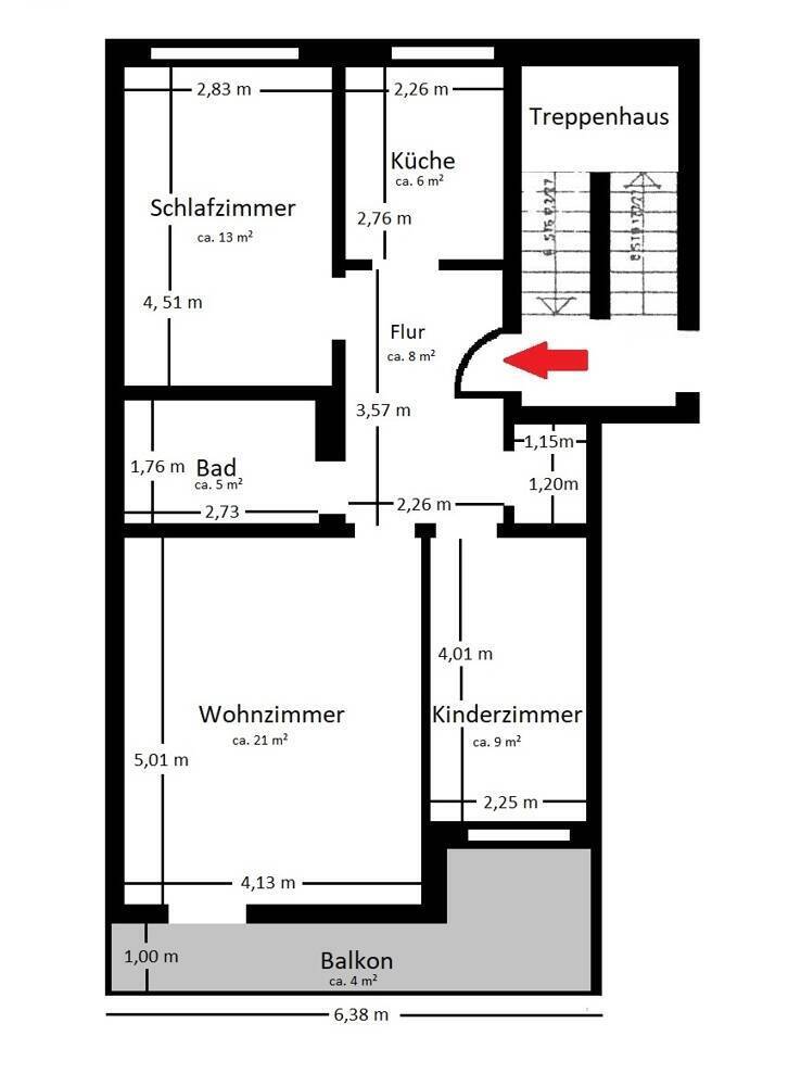Gut geschnittene 2,5-Zimmer-Wohnung in ruhiger Lage von Kirchsteinbek