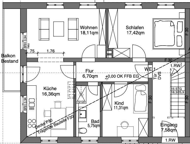 Hochparterre Bayrischzell - 3 Zimmer, 84 m&sup2;, 1.250&euro; | Angebot:26041383