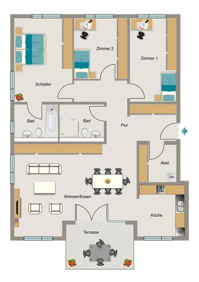 Hier ist Platz zum Wohnen zimmer