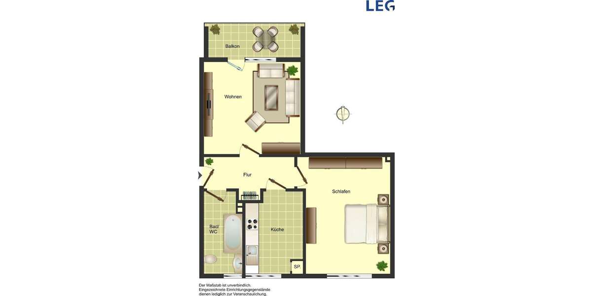 Etagenwohnung Oldenburg Ohmstede - 2 Zimmer, 53 m&sup2;, 539&euro; | Angebot:27271375