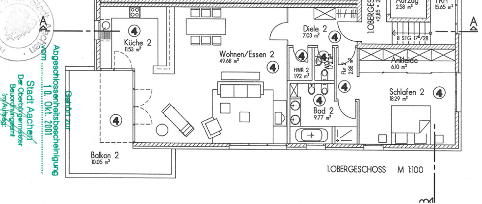 Etagenwohnung Aachen Aachen-Mitte - 2 Zimmer, 115 m&sup2;, 1.550&euro; | Angebot:24648085