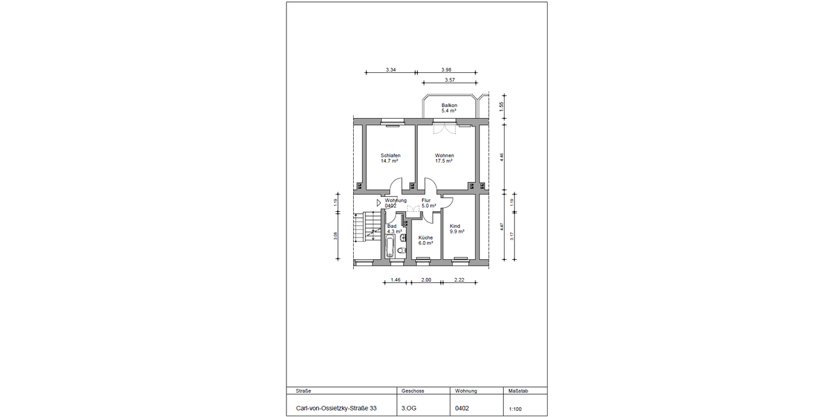 Etagenwohnung Gotha Gotha West - 3 Zimmer, 60 m&sup2;, 362&euro; | Angebot:27273369