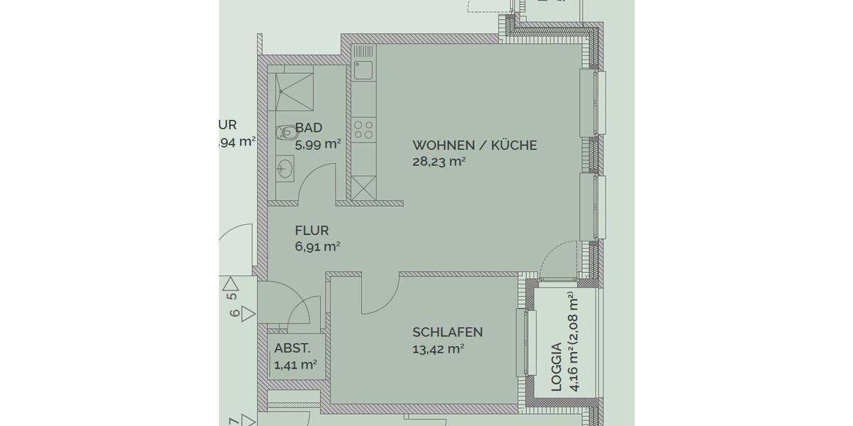 Etagenwohnung Norderstedt - 2 Zimmer, 58 m&sup2;, 960&euro; | Angebot:26652145