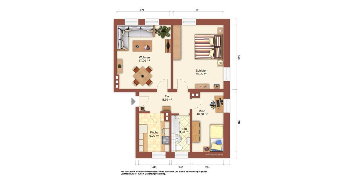 Erdgeschoßwohnung Zittau - 3 Zimmer, 60 m&sup2;, 377&euro; | Angebot:26364563