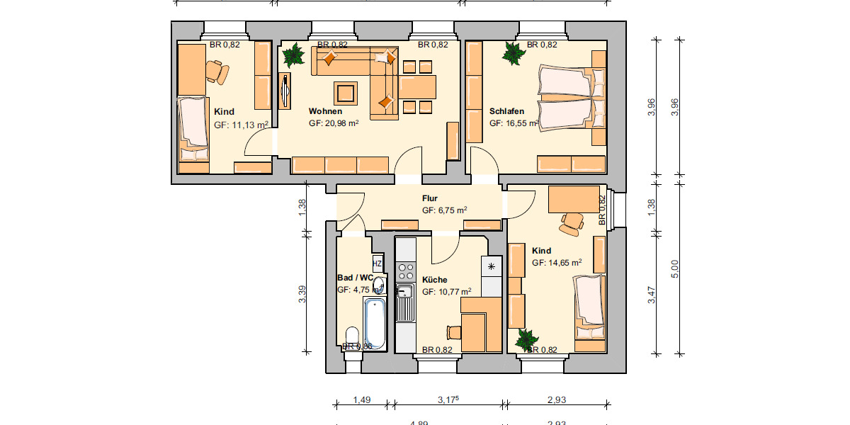 Etagenwohnung Werdau - 4 Zimmer, 89 m&sup2;, 490&euro; | Angebot:24692957