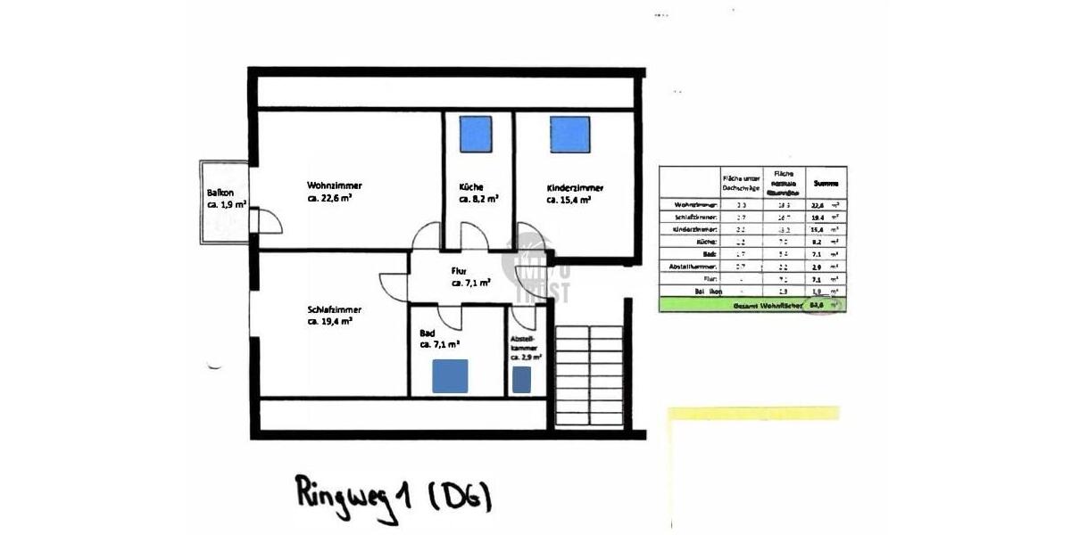 Sanierte 3-Zimmer-Wohnung mit offenem Wohnbereich & Balkon 3 zimmer