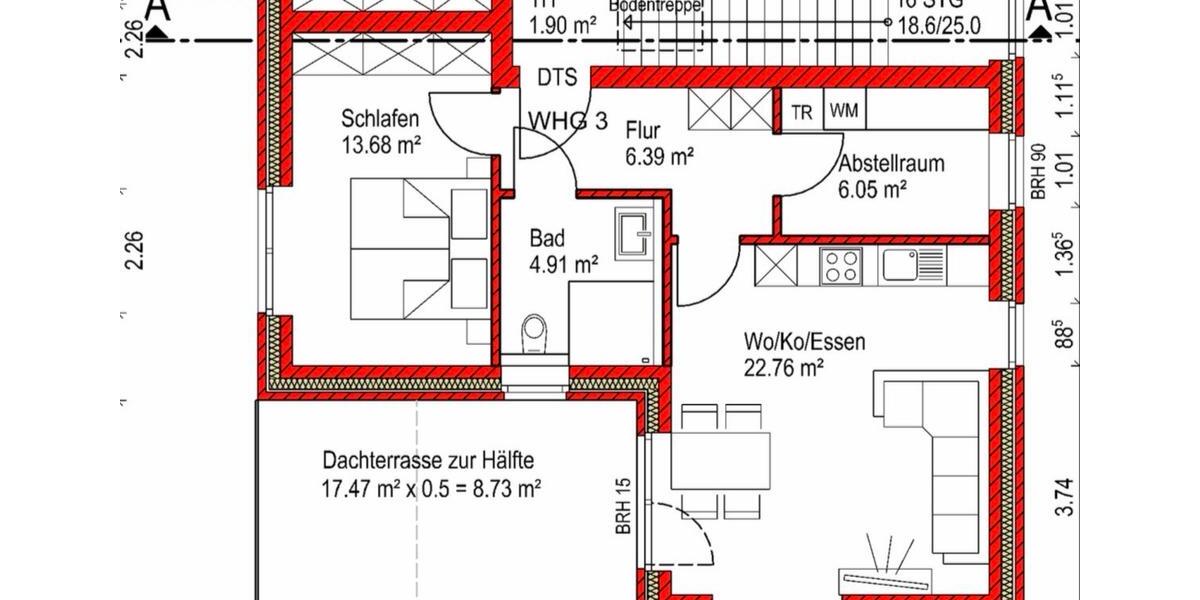 Dachgeschoßwohnung Lohne (Oldenburg) - 2 Zimmer, 63 m&sup2;, 850&euro; | Angebot:26648700