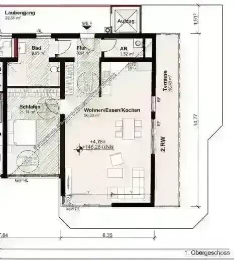 Etagenwohnung Trier Innenstadt - 2 Zimmer, 97 m&sup2;, 1.330&euro; | Angebot:26740573
