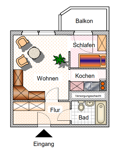 Etagenwohnung Bad Elster - 1 Zimmer, 34 m&sup2;, 205&euro; | Angebot:25219056