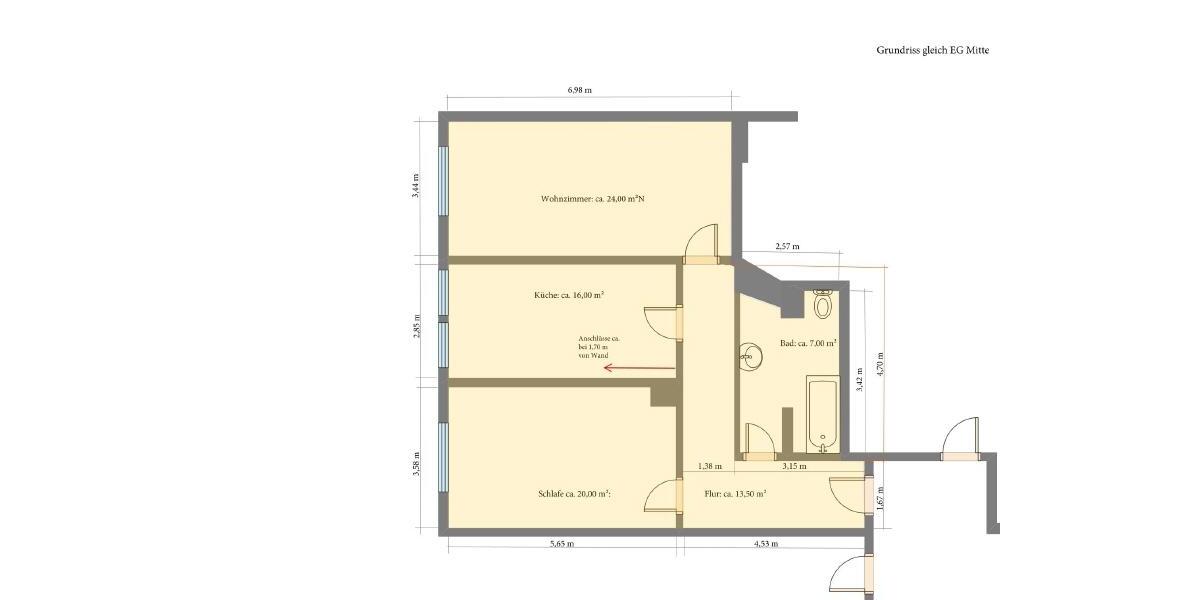 Erdgeschoßwohnung Zittau - 2 Zimmer, 82 m&sup2;, 492&euro; | Angebot:23814713