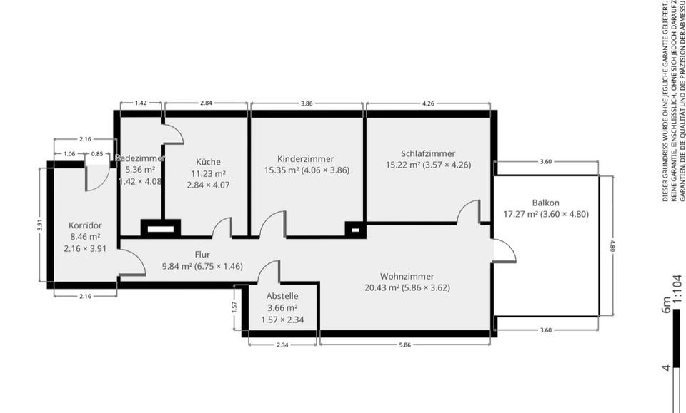 Erdgeschoßwohnung Schwedt (Oder) - 3 Zimmer, 100 m&sup2;, 1.050&euro; | Angebot:26359778