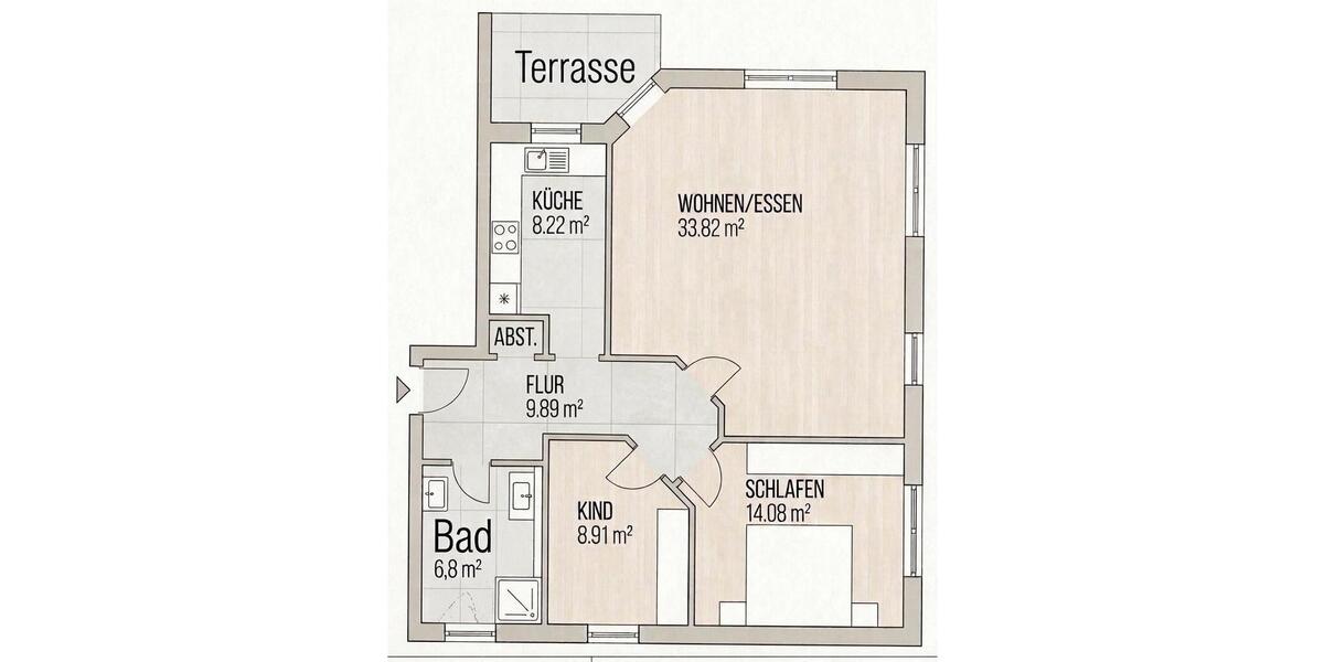 Erdgeschoßwohnung Oldenburg Etzhorn - 3 Zimmer, 82 m&sup2;, 1.139&euro; | Angebot:25861275