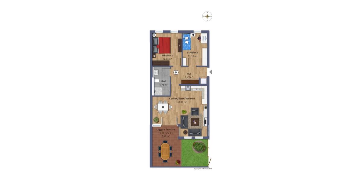 Erdgeschoßwohnung Penzberg - 3 Zimmer, 76 m&sup2;, 1.250&euro; | Angebot:25721022