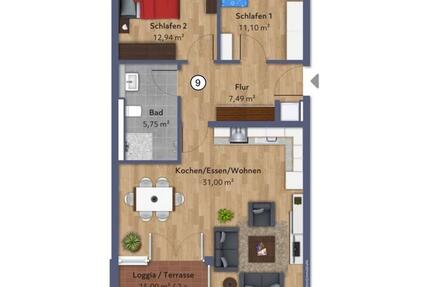 Wohnung Penzberg - 3 Zimmer, 76 m&sup2;, 1.250&euro; | Angebot:25721022