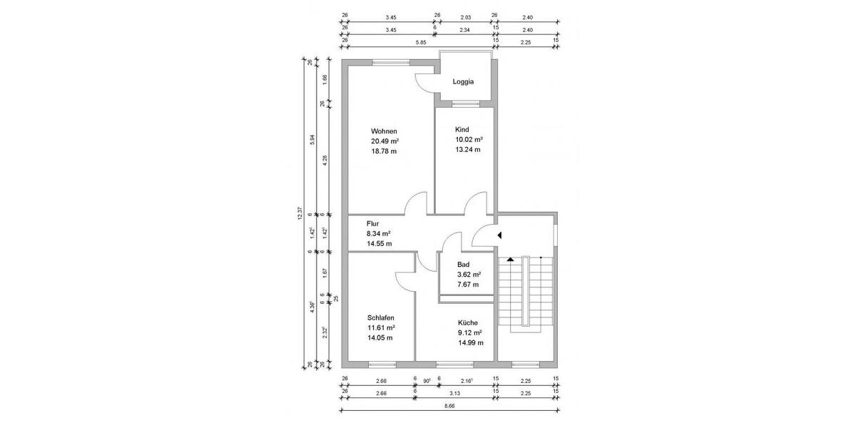 Etagenwohnung Oschersleben (Bode) - 3 Zimmer, 65 m&sup2;, 402&euro; | Angebot:26556579