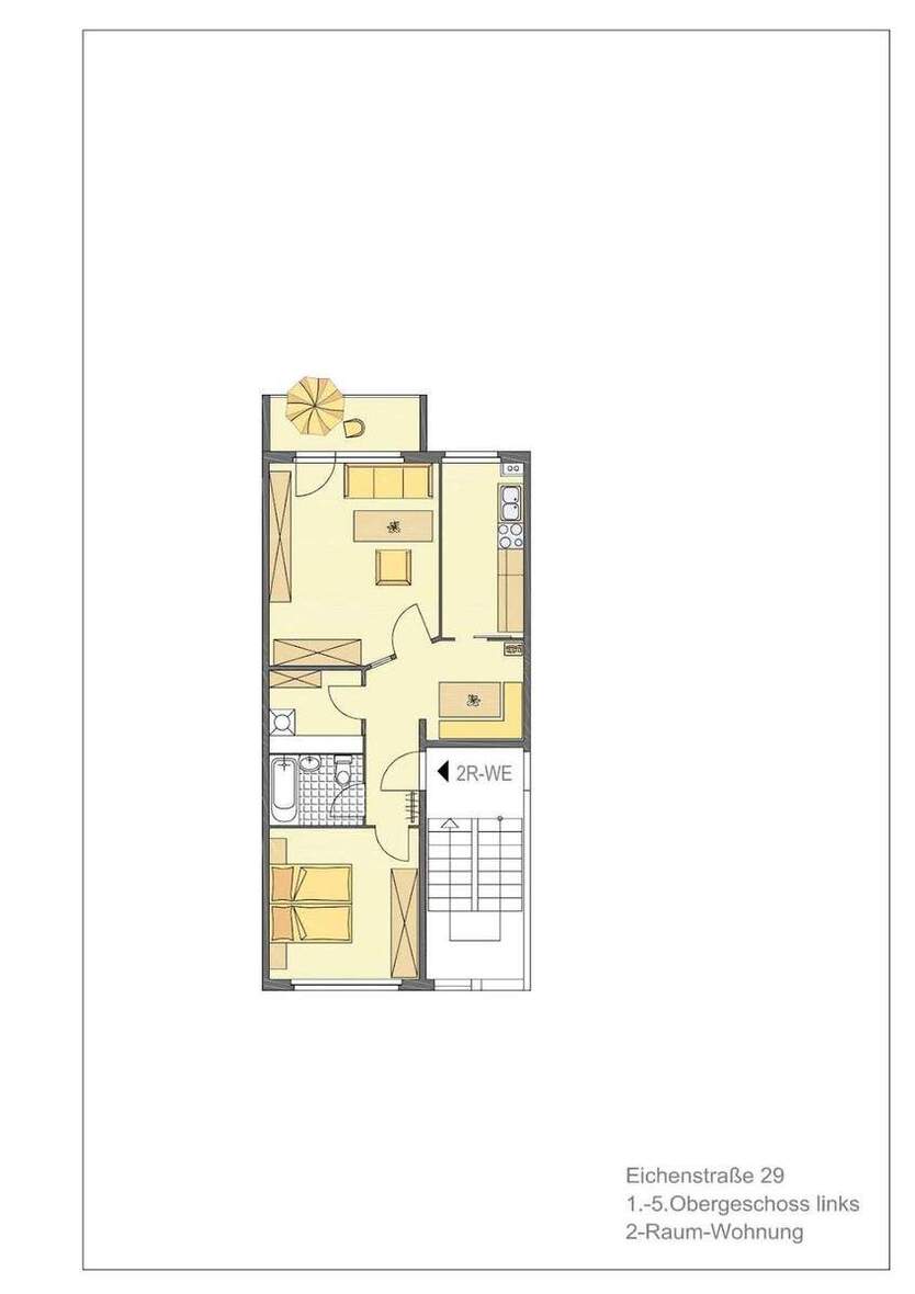 Schöne 2-Raumwohnung mit Aufzug und Balkon mit Blick ins Grüne. 2 zimmer