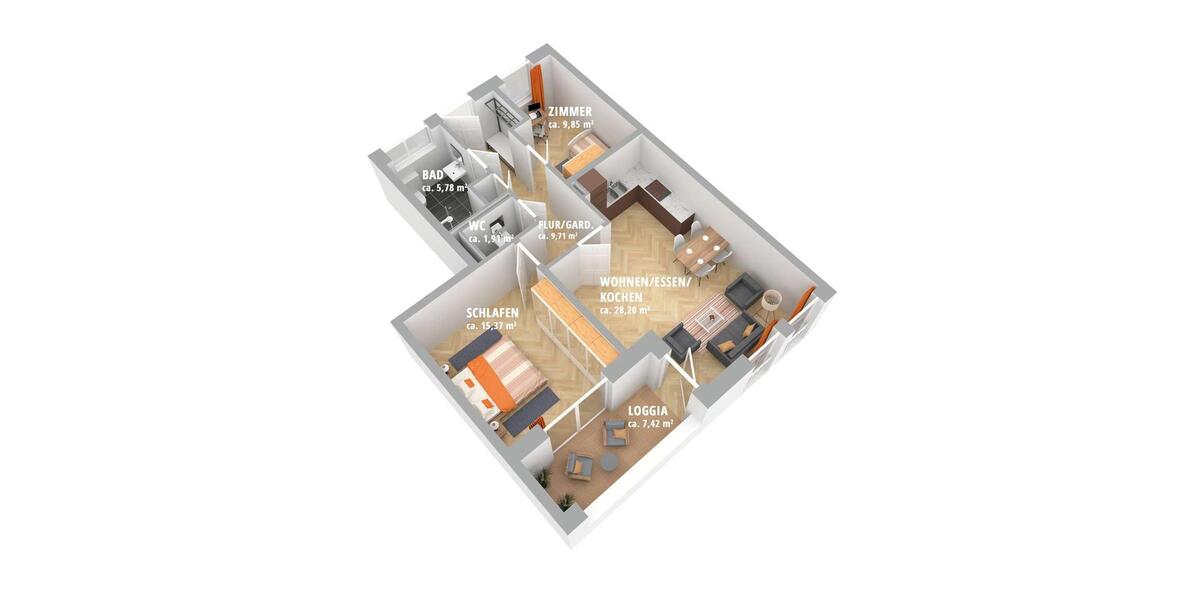 Etagenwohnung Alheim - 3 Zimmer, 76 m&sup2;, 895&euro; | Angebot:24602208