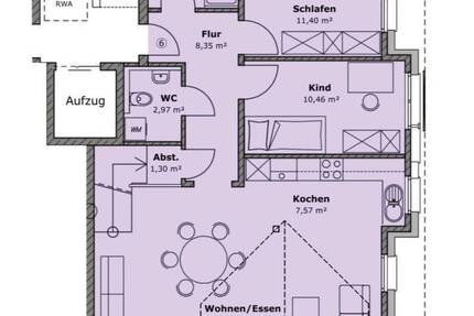 Lichtdurchflutete 3-Zimmerwohnung in ruhiger Lage von Tiengen