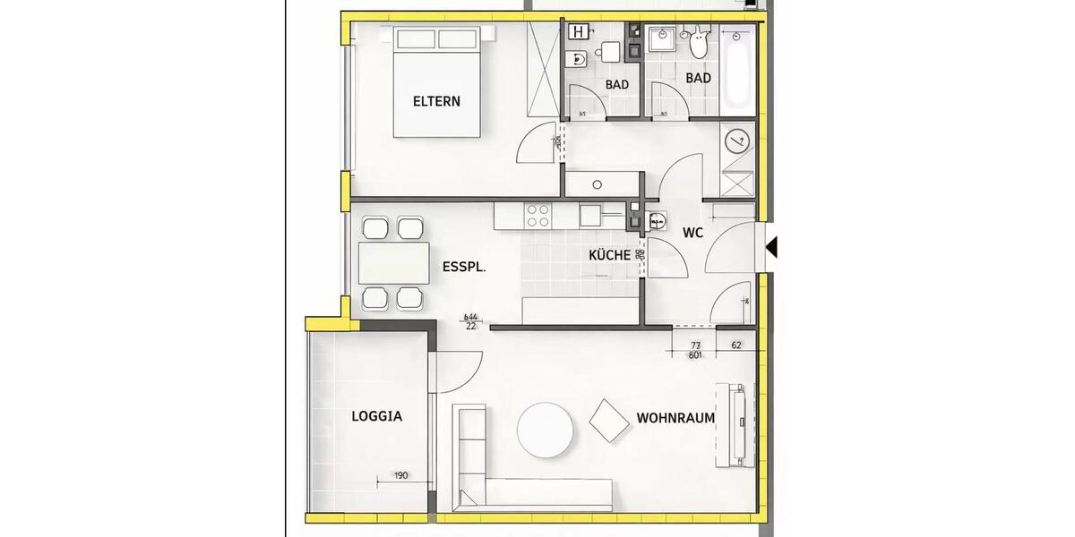 Etagenwohnung Leverkusen Bergisch Neukirchen - 2 Zimmer, 74 m&sup2;, 1.150&euro; | Angebot:26479966