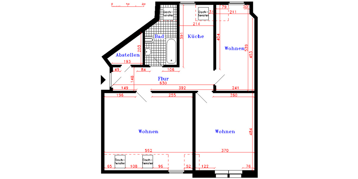 Dachgeschoßwohnung Zschopau - 3 Zimmer, 74 m&sup2;, 530&euro; | Angebot:24979003