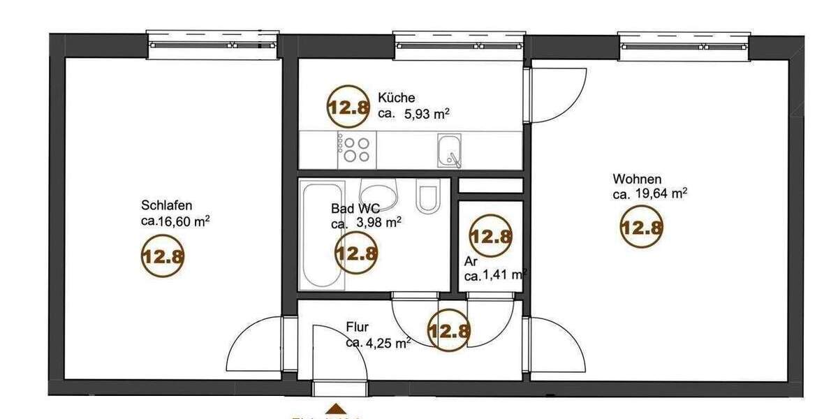 Frei ab sofort! Attraktive 2-Zimmer-Wohnung nach Südwest mit ca. 51,8 qm im 2.Stock & KFZ-Stellplatz 2 zimmer