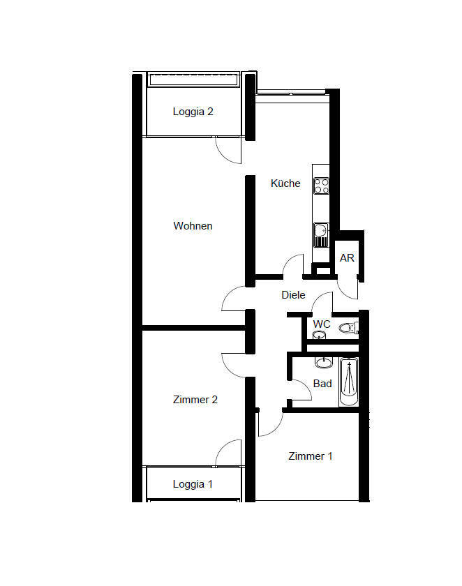 Ihr neues Zuhause mit zwei Loggien! 3-Zimmer-Wohnung, separate Küche, Wannenbad, Aufzug