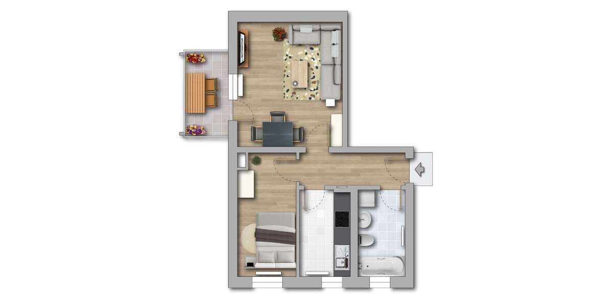 Etagenwohnung Merseburg Kötzschen - 2 Zimmer, 44 m&sup2;, 311&euro; | Angebot:27068747