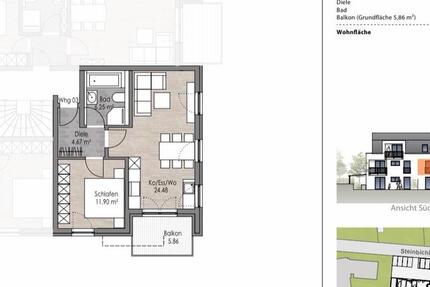 Wohnung Ingolstadt Münchener Straße - 2 Zimmer, 55 m&sup2;, 1.030&euro; | Angebot:25794990