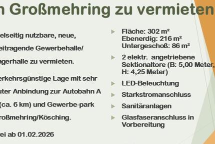 Neue Lagerhalle in Großmehring gewerblich zu vermieten zimmer
