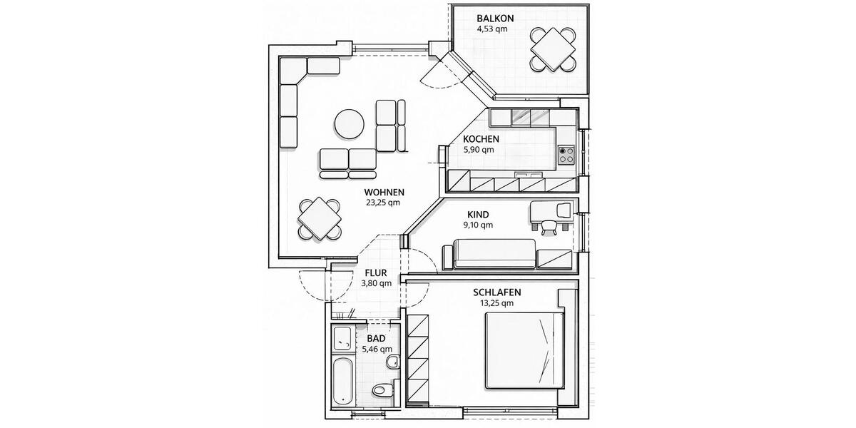 Etagenwohnung Rödermark - 3 Zimmer, 65 m&sup2;, 1.150&euro; | Angebot:25844432