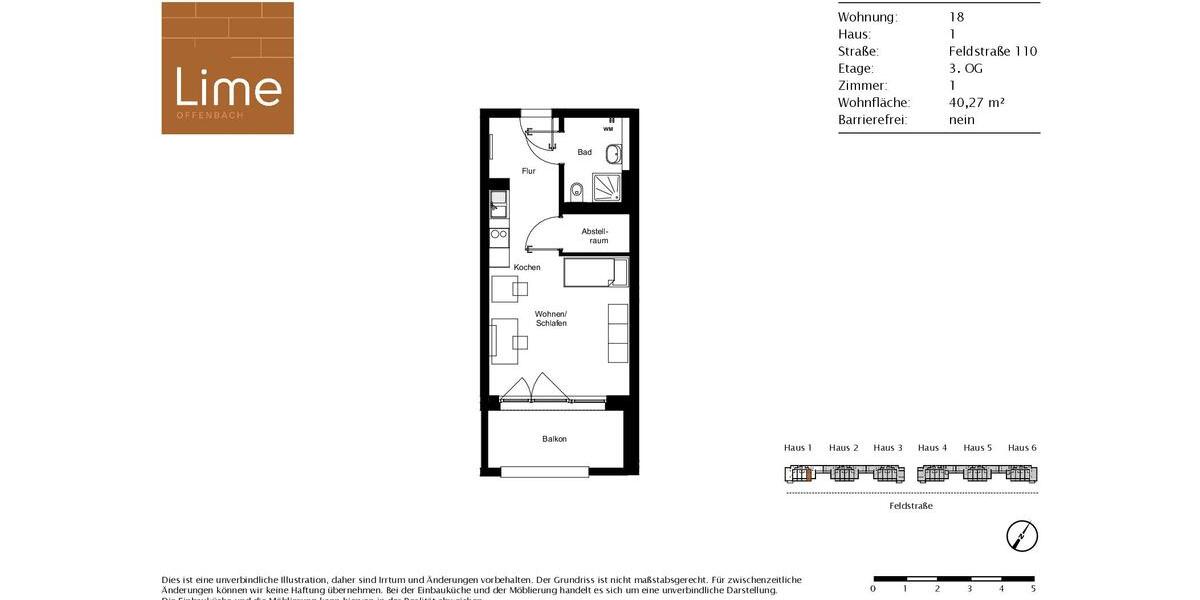 Etagenwohnung Offenbach am Main Bieberer Berg - 1 Zimmer, 40 m&sup2;, 730&euro; | Angebot:25907906