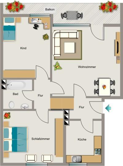 Wenn Sie auf Wolke 7 schweben, haben wir die passende Wohnung. zimmer