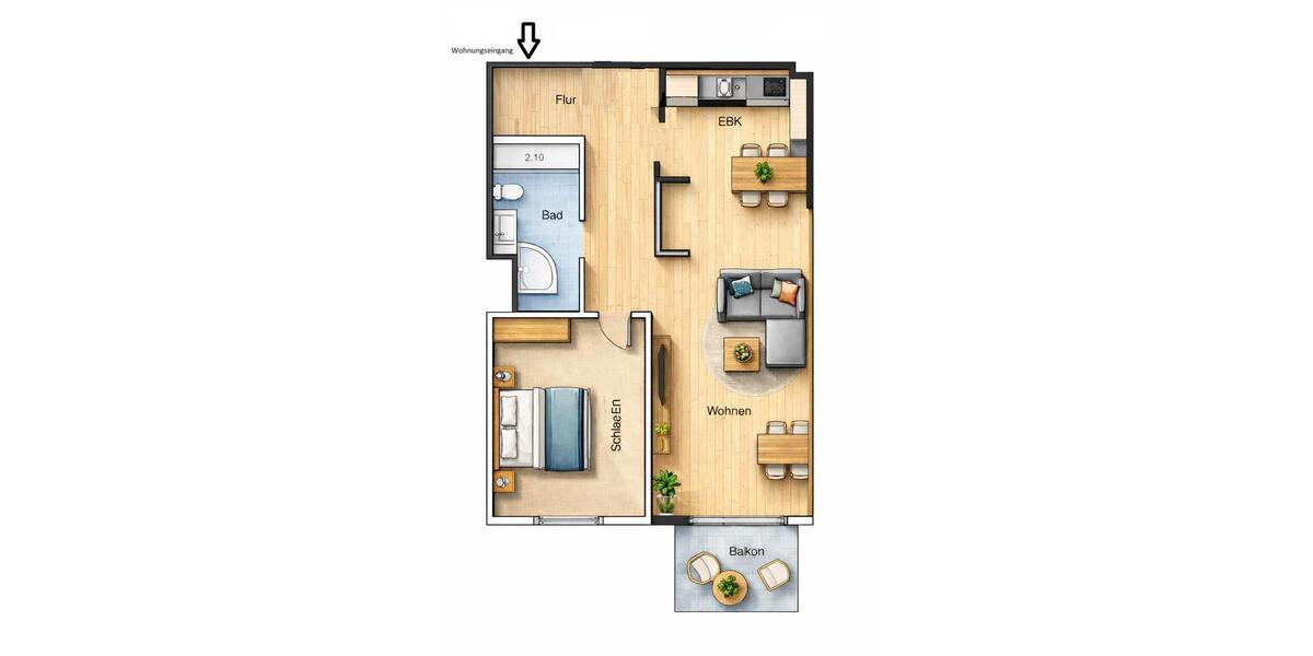 Etagenwohnung Mainz Laubenheim - 2 Zimmer, 62 m&sup2;, 1.120&euro; | Angebot:25479165
