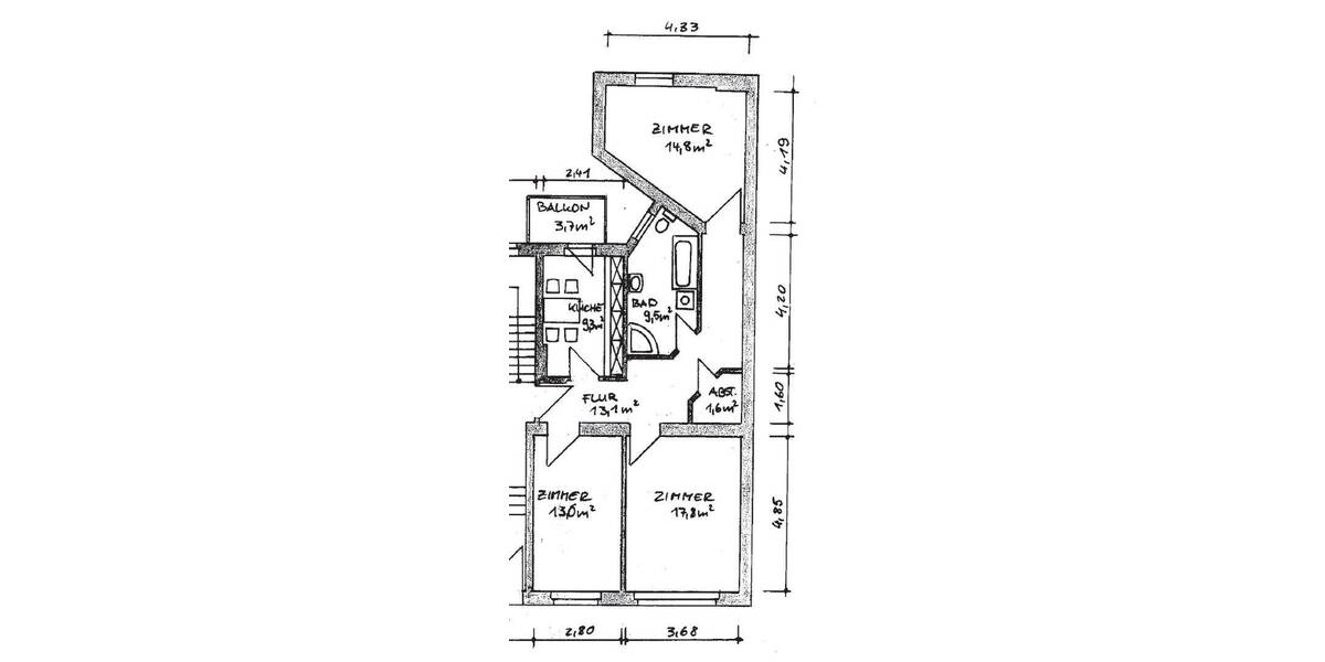 Etagenwohnung Magdeburg Neue Neustadt - 3 Zimmer, 83 m&sup2;, 600&euro; | Angebot:26794871