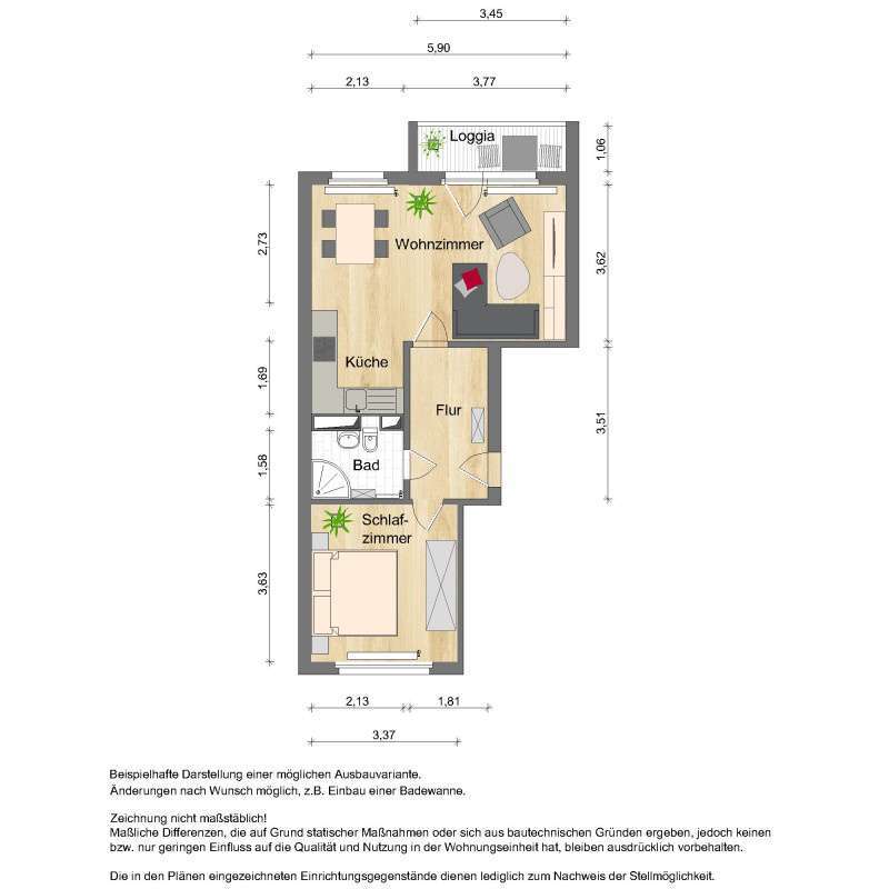 Wohnung zum Mieten in Zwickau 330 € 50 m² 2 zimmer