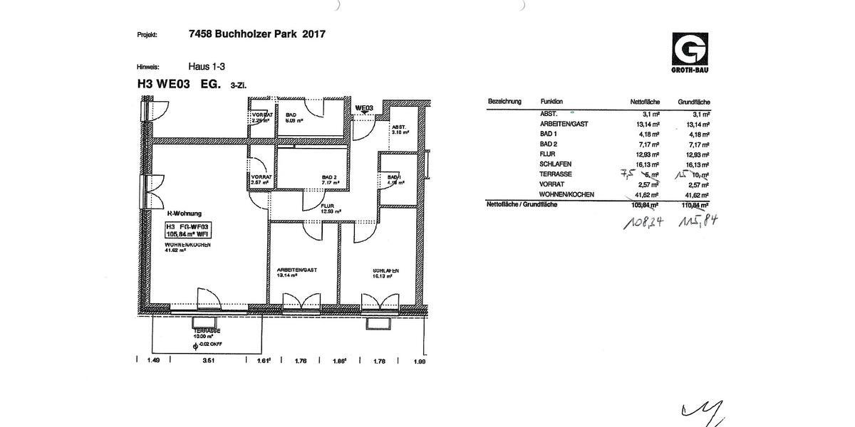 Erdgeschoßwohnung Buchholz in der Nordheide - 3 Zimmer, 108 m&sup2;, 1.400&euro; | Angebot:25048550