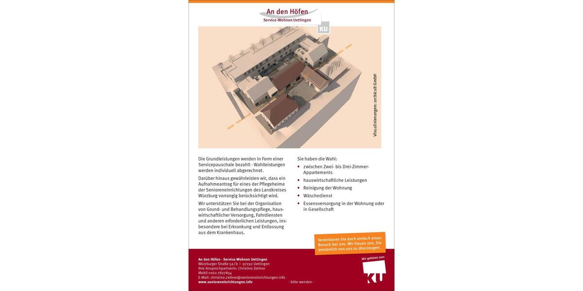 Service Wohnung in Senioreneinrichtung in Uettingen 2 zimmer