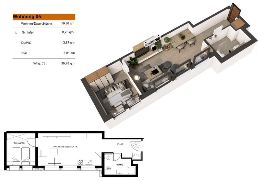 Kernsanierte 2-Zimmer-Wohnung