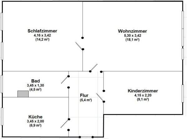 Sehr schöne 3-Raum-Wohnung in ruhiger Wohnlage 3 zimmer