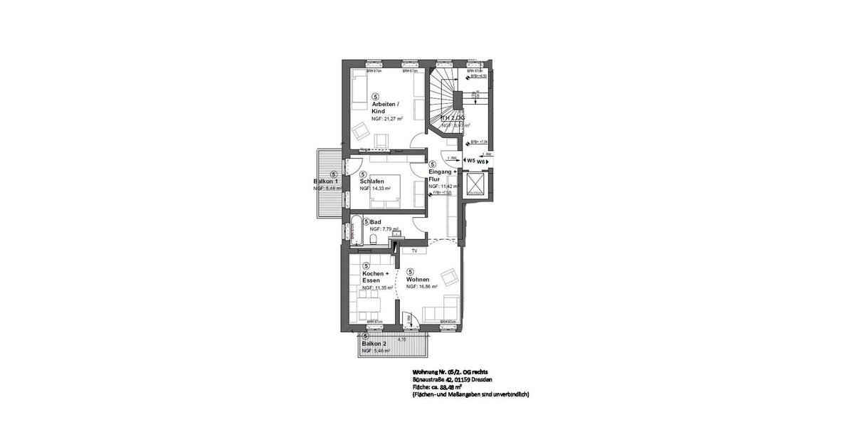Etagenwohnung Dresden Cotta - 3 Zimmer, 88 m&sup2;, 1.149&euro; | Angebot:26703985